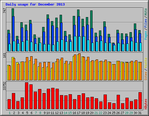 Daily usage for December 2013