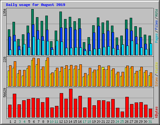 Daily usage for August 2019
