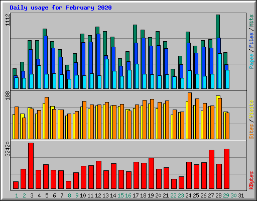 Daily usage for February 2020