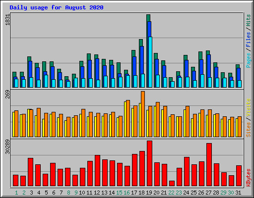 Daily usage for August 2020