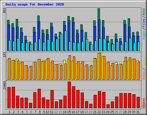 Daily usage for December 2020