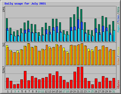 Daily usage for July 2021