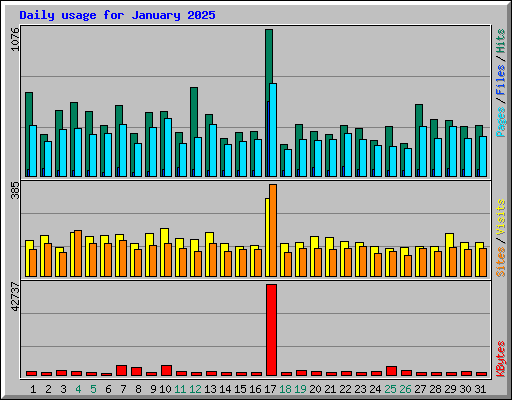 Daily usage for January 2025