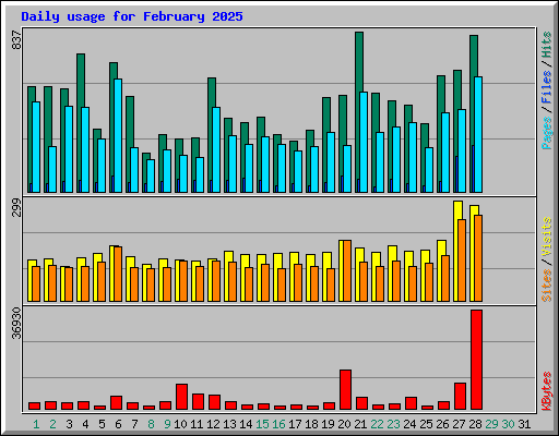 Daily usage for February 2025