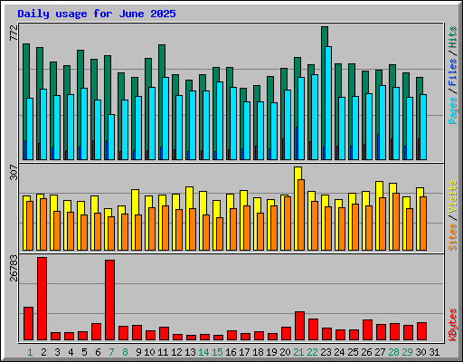 Daily usage for June 2025